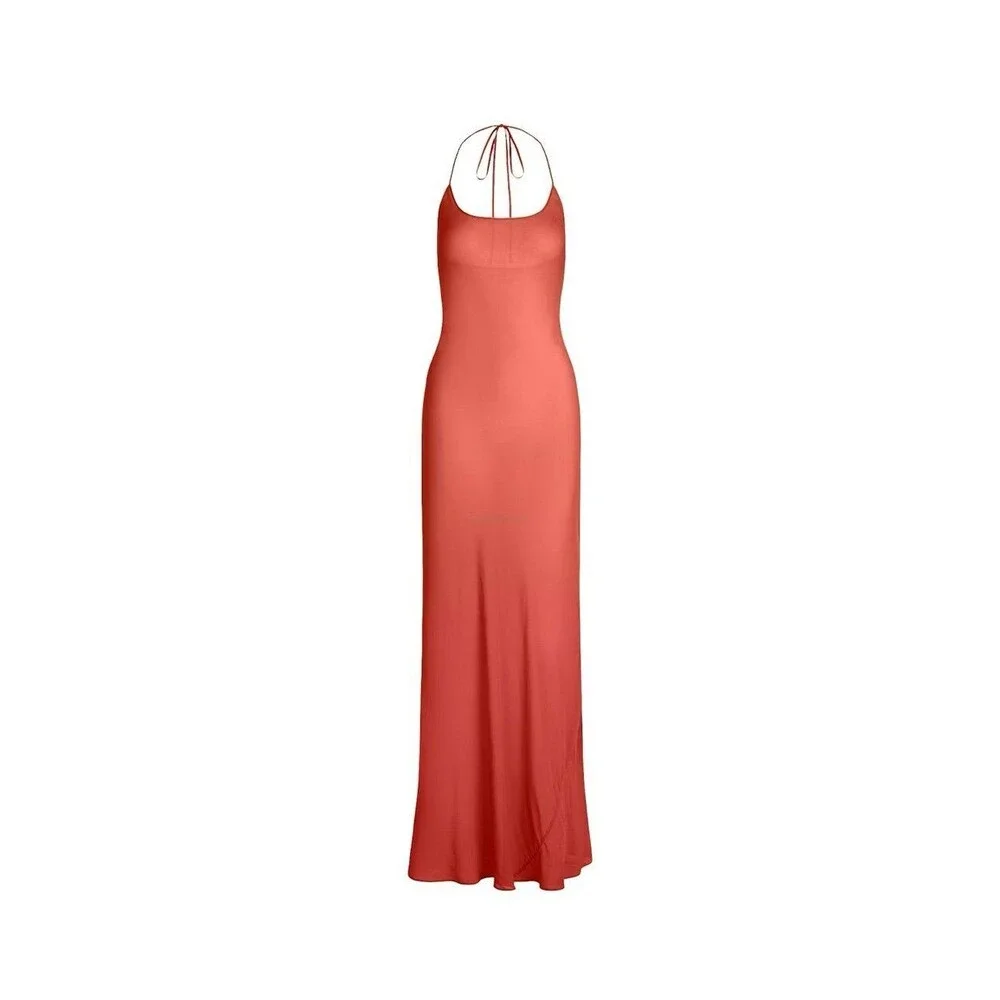 Skims SWIM SHEER COVER-UP HALTER DRESS Auburn